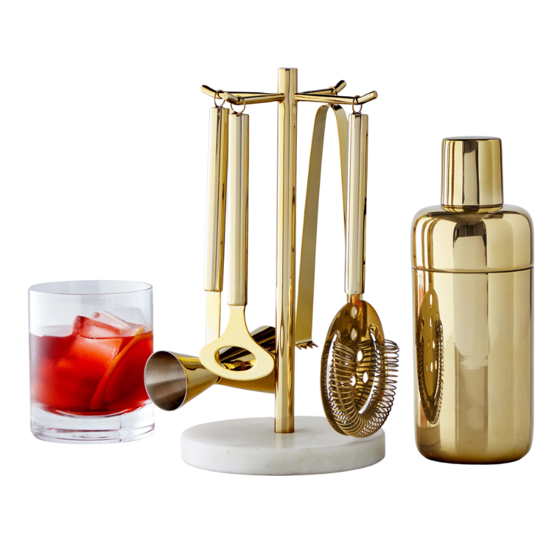 Williams Sonoma Brass and Marble Tool Shaker Set